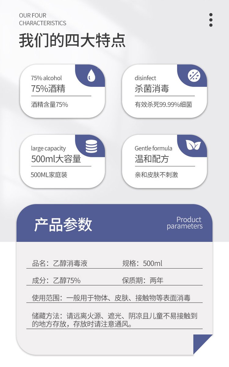 75%酒精消毒液(圖2) 乙醇消毒液產品參數